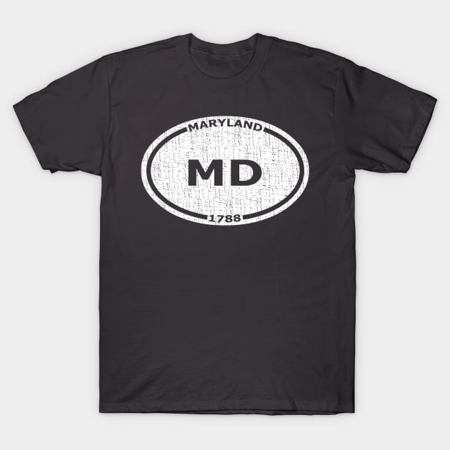 Maryland 1788 Oval Sticker Style - Distressed T-Shirt by Webdango